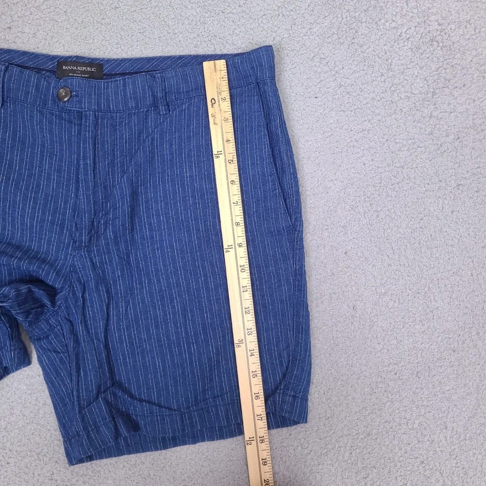 Banana Republic Shorts Mens 37‎ Blue Linen Blend Striped Chino Preppy
